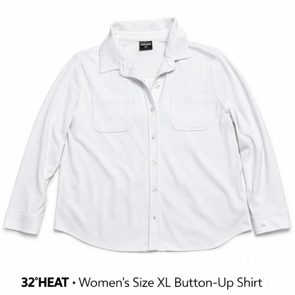 32 Degrees‎ Women's White Button-Up Blouse